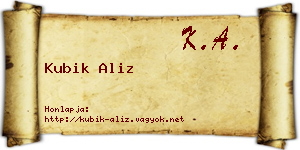 Kubik Aliz névjegykártya